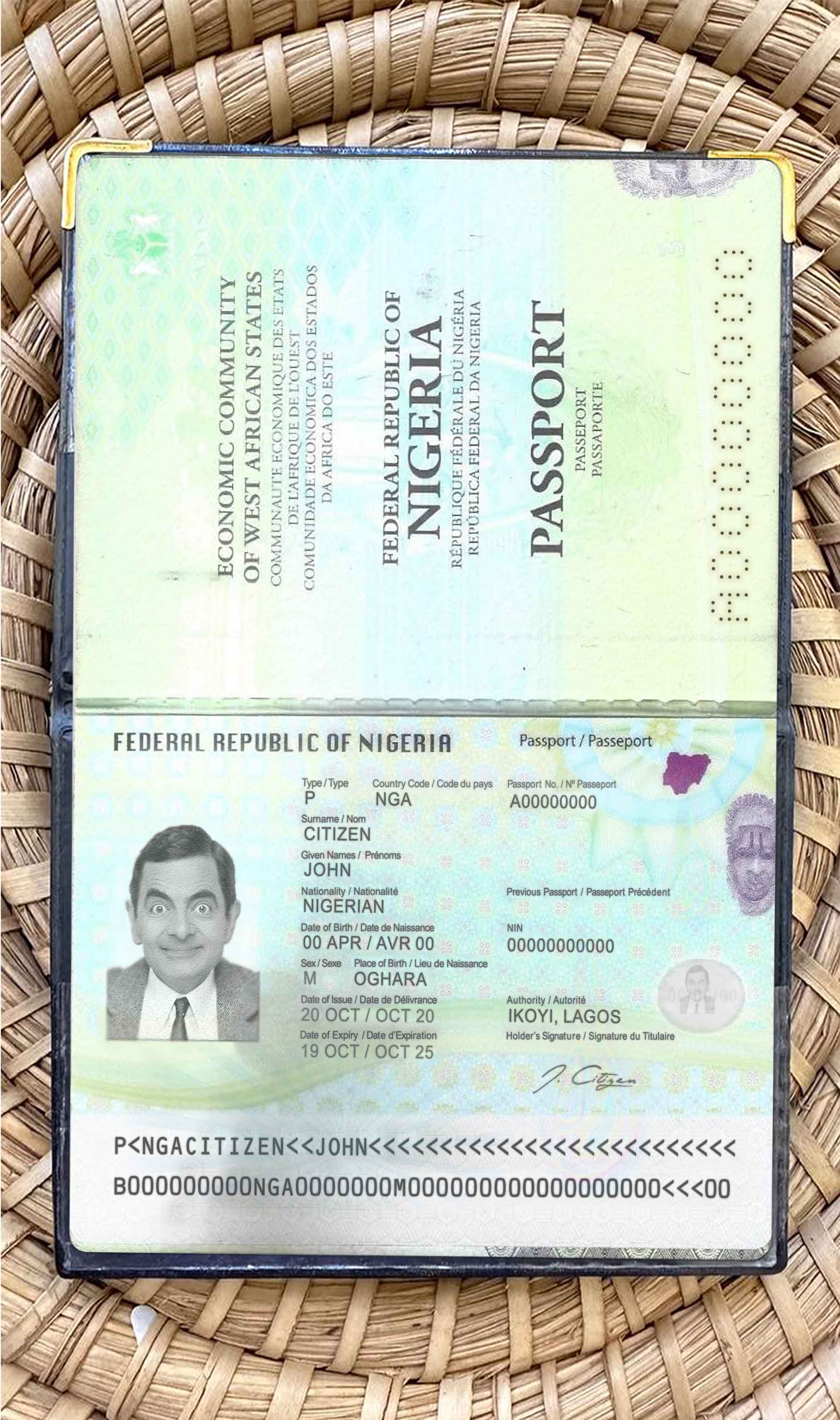 Nigeria passport (2019 present) photo look PSD template